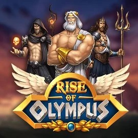 Slots logo of Rise of Olympus from Play'n GO at Majestic Slots Casino