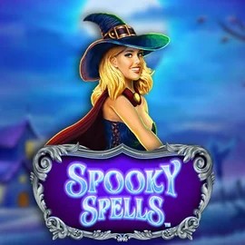 Spooky Spells slot logo by Novomatic at Majestic Slots Casino